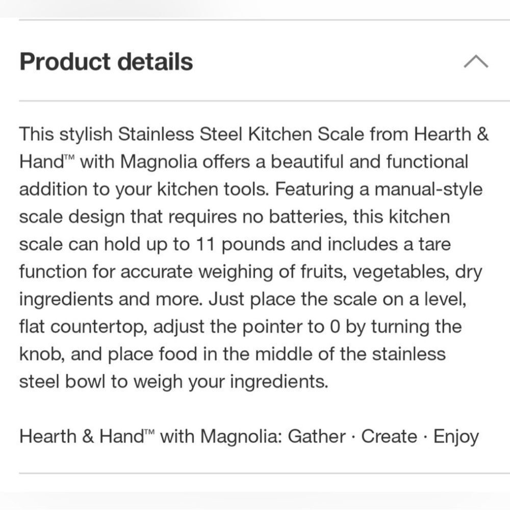 Hearth & Hand With Magnolia 11lb Stainless Steel Kitchen Scale Ivory - Picture 7 of 8